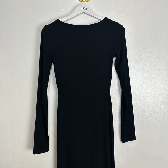 SKIMS Lounge Ribbed Long Sleeve Maxi Dress in Onyx Black Size Medium - Picture 11 of 16